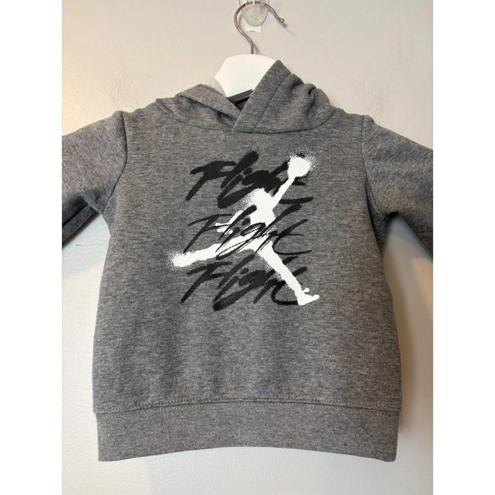 Jordan Flight Hoodie Grey Jumpman Graphic Fleece Sweatshirt Kids Size 12M